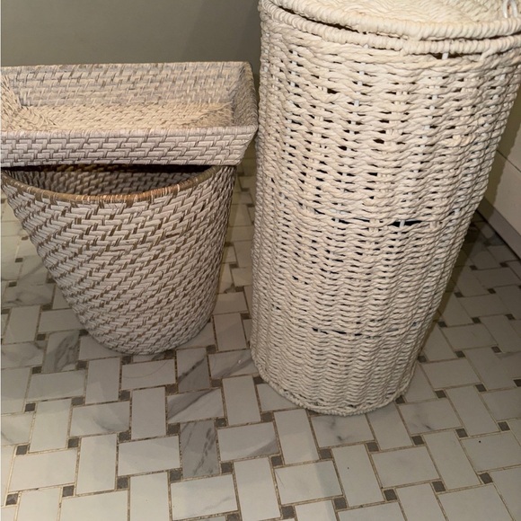 Other - White Rattan set for Bathroom in like-new condition!